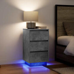 vidaXL betonszürke éjjeliszekrény LED-világítással 38x34x65 cm (861304)