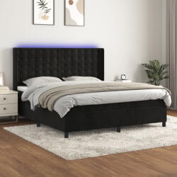 vidaXL fekete bársony rugós és LED-es ágy matraccal 160x200 cm (3139813)
