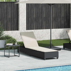 vidaXL fekete polyrattan napozóágy párnákkal 55x200x25, 5 cm (4104093)