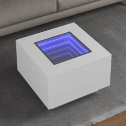 vidaXL fehér szerelt fa dohányzóasztal LED-lámpákkal 60 x 60 x 40 cm (847567) - valora