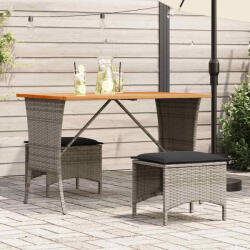 vidaXL szürke polyrattan akácfa lapos kerti asztal 105x75x72 cm (4104139) - valora