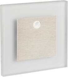 Kanlux 0, 8W, 14 lm, 12V, 4000K, 75x75 mm természetes fehér süllyeszthető szögletes rozsdamentes acél mozgásérzékelős lépcsővilágító - 50 000 h élettartam (27379)