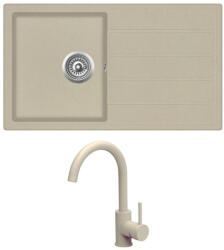 Evido Easy 45S gránit mosogató, 760 x 440 mm, bézs + EVIDO LANA csaptelep, bézs (105980SET) - olmo