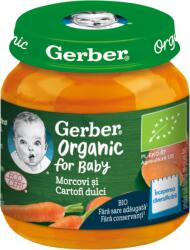 Gerber Piure Bio din morcovi si cartofi dulci de la 4 luni, 125g, Gerber