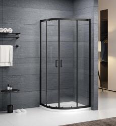 Roltechnik ALBIS BLACK 80x80 cm íves zuhanykabin tanszparent üveggel, matt fekete N0786 (N0786)