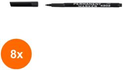 KOH-I-NOOR Set 8 x Marker Permanent, Varf Subtire, Negru (HOK-8xKH-K4202-38N)