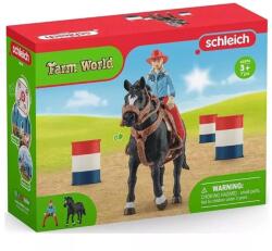 Schleich Schleich: Farm World - Hordóverseny cowgirllel játékszett (42576) (SLH42576) - jatekwebshop