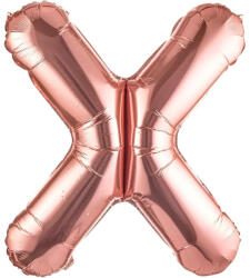Flippy Balon Folie Metalizata Litera X, Flippy, 80 cm, Umflati cu Heliu sau Aer, Ambalaj Individual, Pai inclus, Rose Gold (teo-129504)