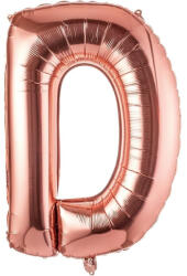 Flippy Balon Folie Metalizata Litera D, Flippy, 100 cm, Umflati cu Heliu sau Aer, Ambalaj Individual, Pai inclus, Rose Gold (teo-129406)
