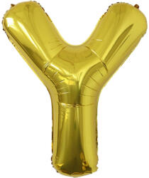 Flippy Balon Folie Metalizata Litera Y, Flippy, 40 cm, Umflati cu Heliu sau Aer, Ambalaj Individual, Pai inclus, Auriu (teo-127213)