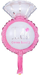 Flippy Balon din Folie Metalizata, Flippy, Mini Figurine Nunta, Model Inel de Logodna, Tematica Cerere in Casatorie, 46x23 cm, Ambalaj Individual, Pai Inclus, Umflare cu Aer sau Heliu, Roz (teo-127424)