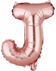 Flippy Balon Folie Metalizata Litera J, Flippy, 40 cm, Umflati cu Heliu sau Aer, Ambalaj Individual, Pai inclus, Rose Gold (teo-127250)