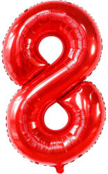Flippy Balon din Folie Metalizata Flippy, Figurina Cifra, Tema Aniversare 80 cm, Ambalaj Individual, Pai inclus, Umflare cu Aer sau Heliu, Rosu, Cifra 8 (teo-129144)