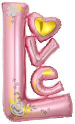 Flippy Balon din Folie Metalizata, Flippy, Figurine, Model LOVE, Tematica Iubire, 110x64 cm, Ambalaj Individual, Pai Inclus, Umflare cu Aer sau Heliu, Roz (teo-127515)