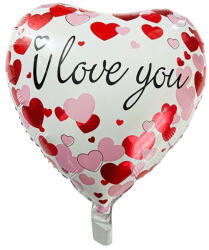 Flippy Balon din Folie Metalizata, Flippy, Figurina Inimioara, Model I LOVE YOU, Tematica Iubire, 45 cm, Ambalaj Individual, Pai Inclus, Umflare cu Aer sau Heliu, Rosu (teo-127517)