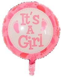 Flippy Balon din Folie Metalizata, Flippy, Figurina Rotunda, Model It 039; s a Girl, Tema Gender Reveal, 45 cm, Ambalaj Individual, Pai Inclus, Umflare cu Aer sau Heliu, Roz (teo-130975)