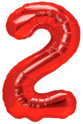 Flippy Balon din Folie Metalizata Flippy, Figurina Cifra, Tema Aniversare 40 cm, Ambalaj Individual, Pai inclus, Umflare cu Aer sau Heliu, Rosu, Cifra 2 (teo-129168)