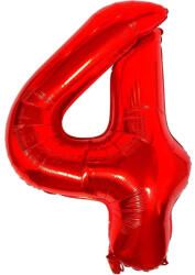 Flippy Balon din Folie Metalizata Flippy, Figurina Cifra, Tema Aniversare 80 cm, Ambalaj Individual, Pai inclus, Umflare cu Aer sau Heliu, Rosu, Cifra 4 (teo-129140)
