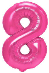 Flippy Balon din Folie Metalizata, Flippy, Figurina Cifra, Model 8, Tema Aniversare 100 cm, Ambalaj Individual, Pai Inclus, Umflare cu Aer sau Heliu, Roz (teo-129124)