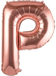 Flippy Balon Folie Metalizata Litera P, Flippy, 80 cm, Umflati cu Heliu sau Aer, Ambalaj Individual, Pai inclus, Rose Gold (teo-129496)