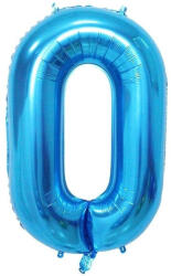 Flippy Balon din Folie Metalizata, Flippy, Figurina Cifra, Tema Aniversare 100 cm, Ambalaj Individual, Pai inclus, Umflare cu Aer sau Heliu, Albastru, Cifra 0 (teo-127076)