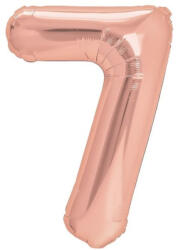 Flippy Balon din Folie Metalizata Flippy, Figurina Cifra, Tema Aniversare 100 cm, Ambalaj Individual, Pai inclus, Umflare cu Aer sau Heliu, Coral, Rose, Cifra 7 (teo-127063)
