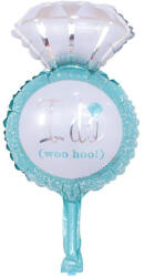 Flippy Balon din Folie Metalizata, Flippy, Mini Figurine Nunta, Model Inel de Logodna, Tematica Cerere in Casatorie, 46x23 cm, Ambalaj Individual, Pai Inclus, Umflare cu Aer sau Heliu, Albastru (teo-127426)