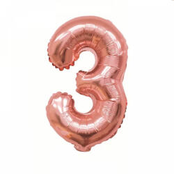 Flippy Balon din Folie Flippy, Cifra 3, 81 cm, Pentru Aer sau Heliu, Bulk, Roz Auriu (teo-126194)
