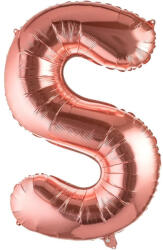 Flippy Balon Folie Metalizata Litera S, Flippy, 80 cm, Umflati cu Heliu sau Aer, Ambalaj Individual, Pai inclus, Rose Gold (teo-129499)