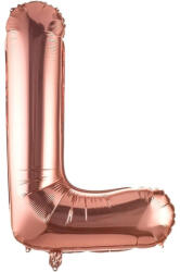 Flippy Balon Folie Metalizata Litera L, Flippy, 100 cm, Umflati cu Heliu sau Aer, Ambalaj Individual, Pai inclus, Rose Gold (teo-129414)