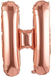 Flippy Balon Folie Metalizata Litera H, Flippy, 100 cm, Umflati cu Heliu sau Aer, Ambalaj Individual, Pai inclus, Rose Gold (teo-129410)