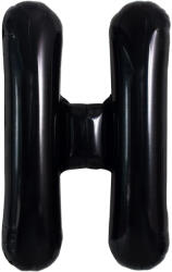 Flippy Balon Folie Metalizata Litera H, Flippy, 40 cm, Umflati cu Heliu sau Aer, Ambalaj Individual, Pai inclus, Negru (teo-129358)