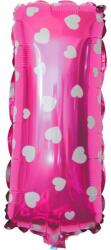 Flippy Balon Folie Metalizata Litera I, Flippy, 40 cm, Cu Imprimeu Inimioare, Umflati cu Heliu sau Aer, Ambalaj Individual, Pai inclus, Roz (teo-129593)