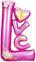 Flippy Balon din Folie Metalizata, Flippy, Figurine, Model LOVE, Tematica Iubire, 110x64 cm, Ambalaj Individual, Pai Inclus, Umflare cu Aer sau Heliu, Mov (teo-127516)