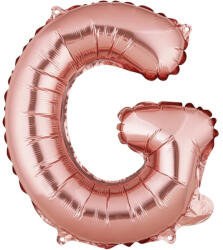 Flippy Balon Folie Metalizata Litera G, Flippy, 40 cm, Umflati cu Heliu sau Aer, Ambalaj Individual, Pai inclus, Rose Gold (teo-127247)