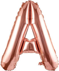 Flippy Balon Folie Metalizata Litera A, Flippy, 80 cm, Umflati cu Heliu sau Aer, Ambalaj Individual, Pai inclus, Rose Gold (teo-129481)