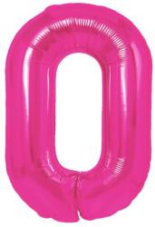 Flippy Balon din Folie Metalizata Flippy, Figurina Cifra, Tema Aniversare 80 cm, Ambalaj Individual, Pai inclus, Umflare cu Aer sau Heliu, Roz, Cifra 0 (teo-130606)