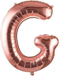 Flippy Balon Folie Metalizata Litera G, Flippy, 80 cm, Umflati cu Heliu sau Aer, Ambalaj Individual, Pai inclus, Rose Gold (teo-129487)
