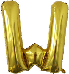 Flippy Balon Folie Metalizata Litera W, Flippy, 80 cm, Umflati cu Heliu sau Aer, Ambalaj Individual, Pai inclus, Auriu (teo-129451)