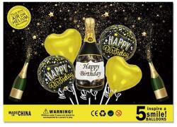 Flippy Set 5 baloane folie, Happy Birthday, negru auriu (teo-129920)