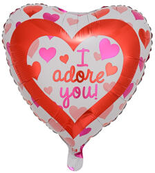 Flippy Balon din Folie Metalizata, Flippy, Forma de Inima, Model I Adore you, 45cm, Ambalaj Individual, Pai inclus, Umflare cu Aer sau Heliu, Rosu (teo-127519)