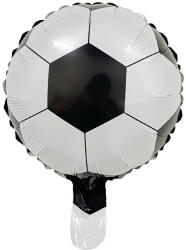 Flippy Balon din Folie Metalizata, Flippy, Mini Figurine, Model Minge de Fotbal, Tematica Aniversare, 30x24 cm, Ambalaj Individual, Pai Inclus, Umflare cu Aer sau Heliu, Alb-Negru (teo-127419)