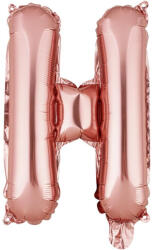 Flippy Balon Folie Metalizata Litera H, Flippy, 40 cm, Umflati cu Heliu sau Aer, Ambalaj Individual, Pai inclus, Rose Gold (teo-127248)