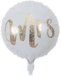 Flippy Balon din Folie Metalizata, Flippy, Figurina Cerc, Model MRS, Tematica Nunta, 45 cm, Ambalaj Individual, Pai Inclus, Umflare cu Aer sau Heliu, Alb (teo-130781)