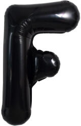 Flippy Balon Folie Metalizata Litera F, Flippy, 40 cm, Umflati cu Heliu sau Aer, Ambalaj Individual, Pai inclus, Negru (teo-129356)