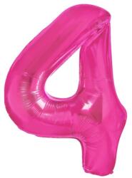 Flippy Balon din Folie Metalizata Flippy, Figurina Cifra, Tema Aniversare 80 cm, Ambalaj Individual, Pai inclus, Umflare cu Aer sau Heliu, Roz, Cifra 4 (teo-130610)