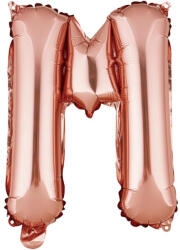 Flippy Balon Folie Metalizata Litera M, Flippy, 40 cm, Umflati cu Heliu sau Aer, Ambalaj Individual, Pai inclus, Rose Gold (teo-127253)