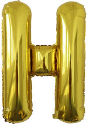 Flippy Balon Folie Metalizata Litera H, Flippy, 80 cm, Umflati cu Heliu sau Aer, Ambalaj Individual, Pai inclus, Auriu (teo-129436)