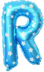Flippy Balon Folie Metalizata Litera R, Flippy, 40 cm, Cu Imprimeu Stelute, Umflati cu Heliu sau Aer, Ambalaj Individual, Pai inclus, Albastru (teo-129576)