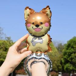 Flippy Balon din Folie Metalizata, Flippy, Figurine Animalute, Tip Bratara, Model Catel, Ambalaj Individual, Pai Inclus, Umflare cu Aer sau Heliu, Maro (teo-133946)